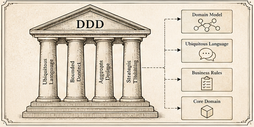 Domain Driven Design üçün vintage notebook illustasiyası